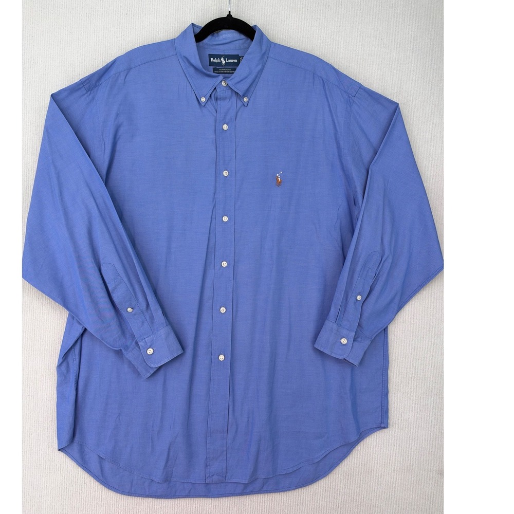 Ralph Lauren Yarmouth Shirt Mens 17.5 32/33 Blue Pinpoint Oxford Button Down